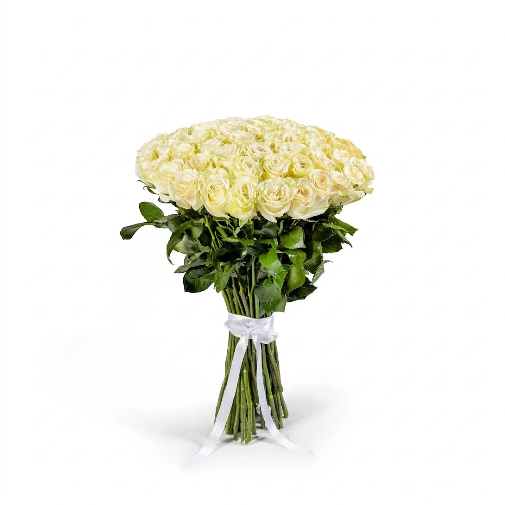 Bouquet 50 Rosas Brancas
